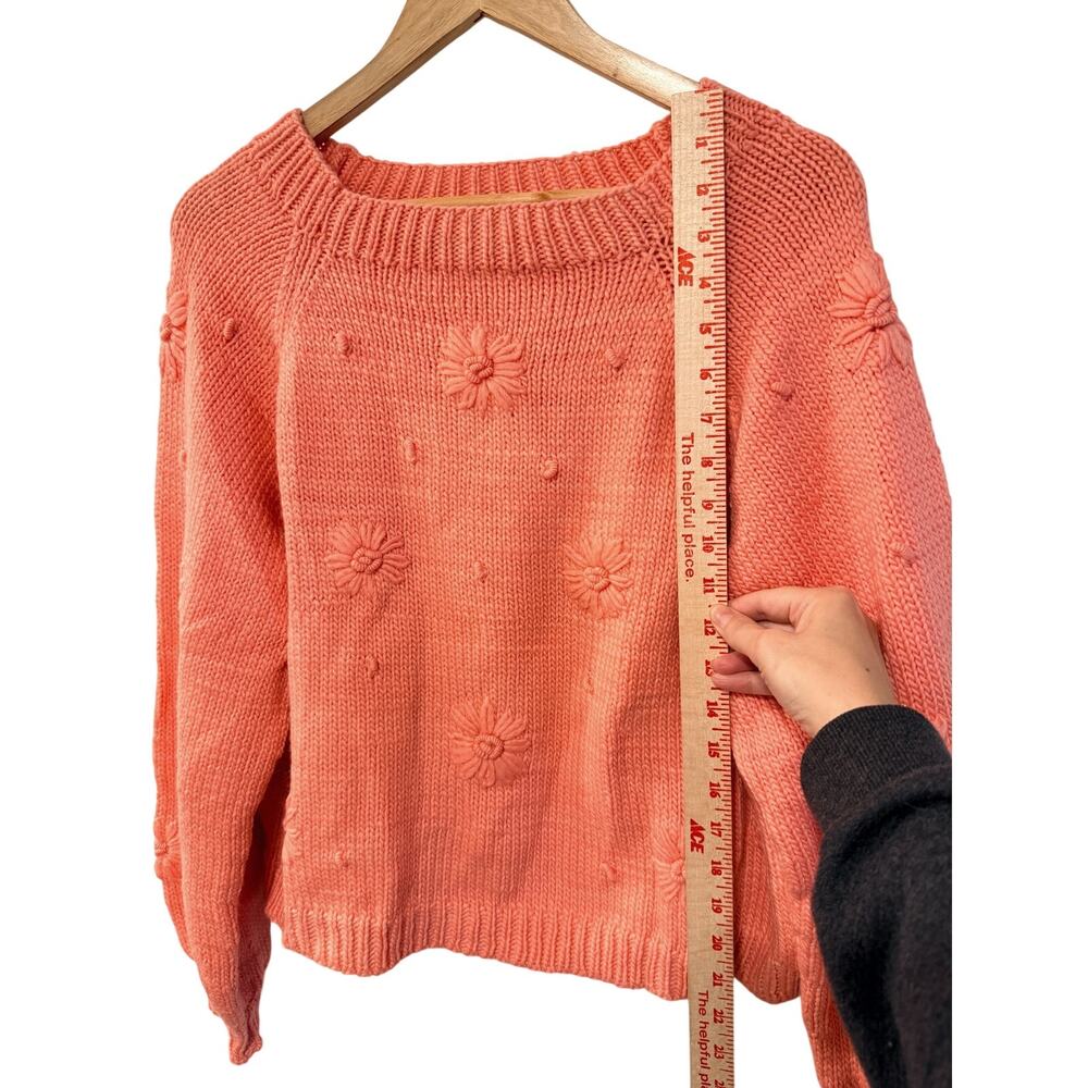 Free People x Tach Clothing M Jana Sweater 100% Wool Handmade Knit Coral Pink - Picture 9 of 11
